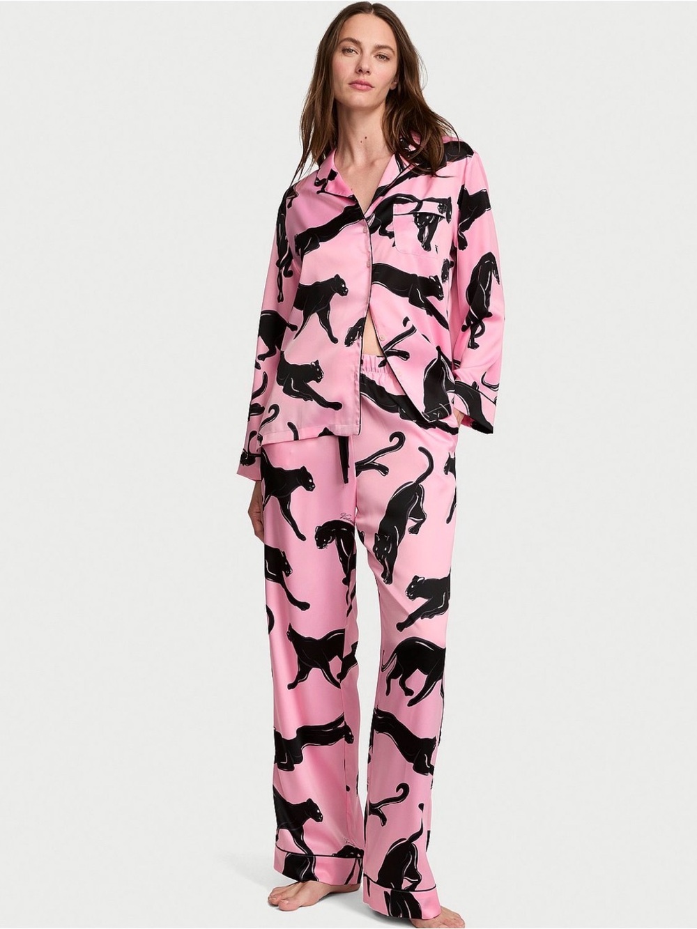 NWT Signature Satin Long Pajama Set | Victoria's Secret Size Medium - Picture 2 of 4
